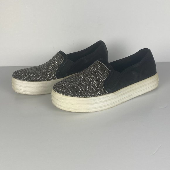 Skechers Shoes Womens 6 Double Up Shiny Dancer 801 Black Casual Slip On Sneaker - Picture 6 of 16